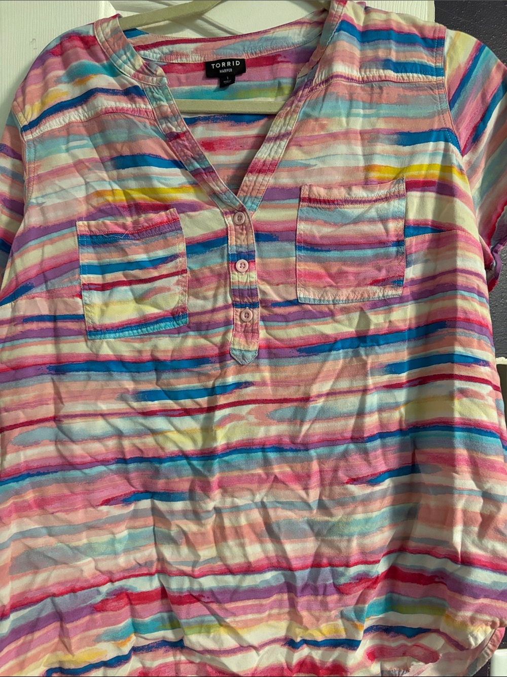 torrid Pastel Rainbow Striped Henley